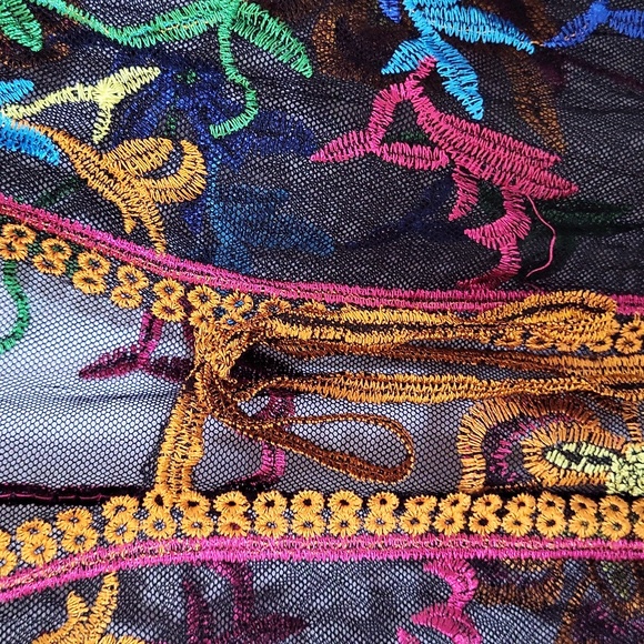 Colorful Embroidered Sheer Kimono - Picture 3 of 7